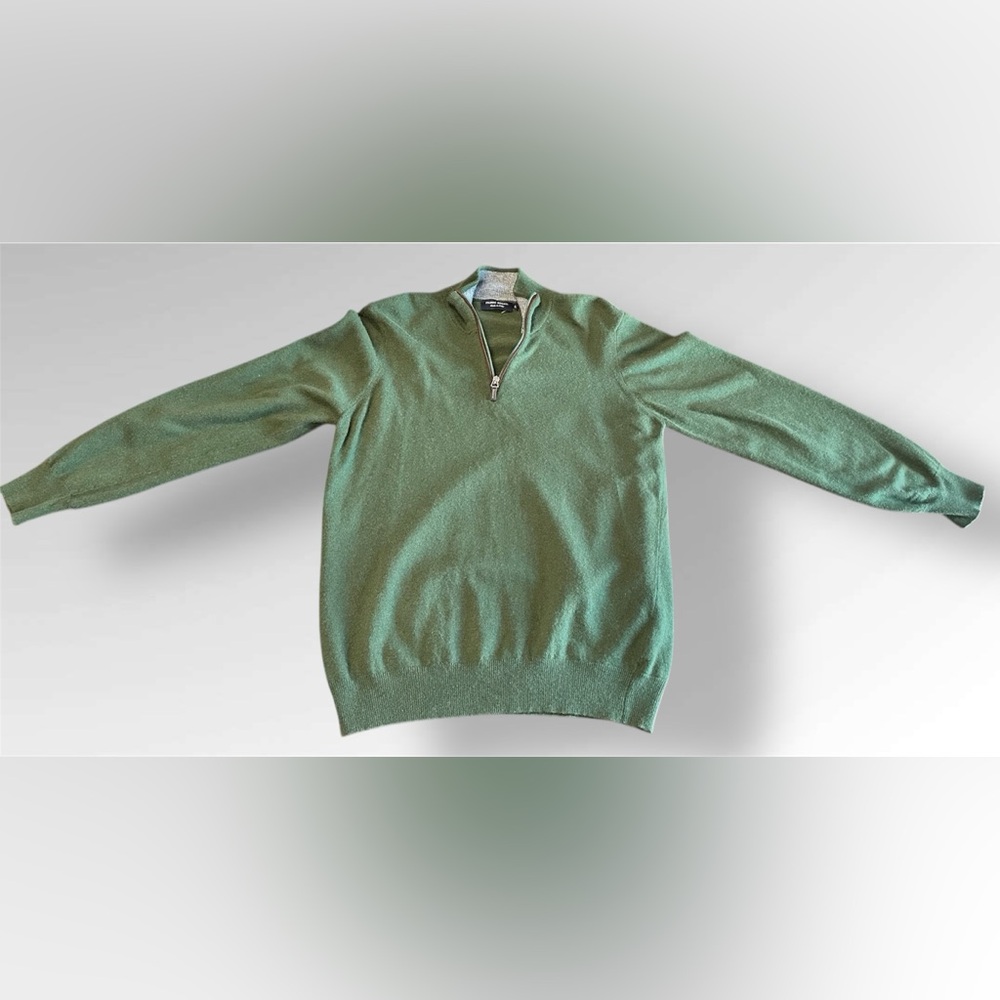 Filippo Riberti Sweater Men’s L Green 1/4 Quarter Zip Italy Pullover Knit